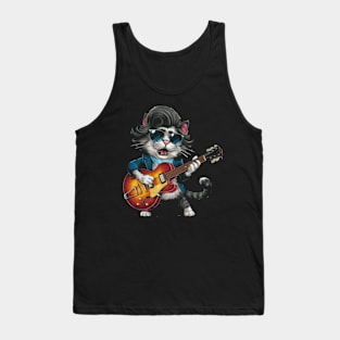 Cat Playing a Guitar Tank Top